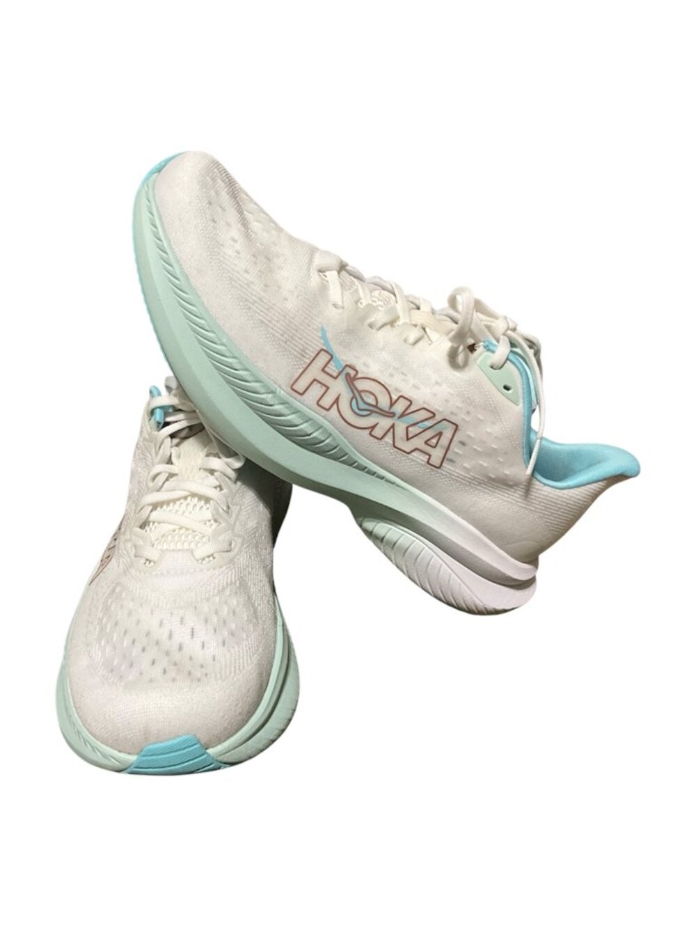 Hoka Mach 4 Running Shoes White & Mint Womens Size 11BLightweight Performance